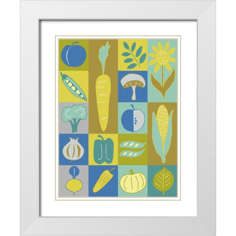 Veggie Blocks II White Modern Wood Framed Art Print with Double Matting by Zarris, Chariklia