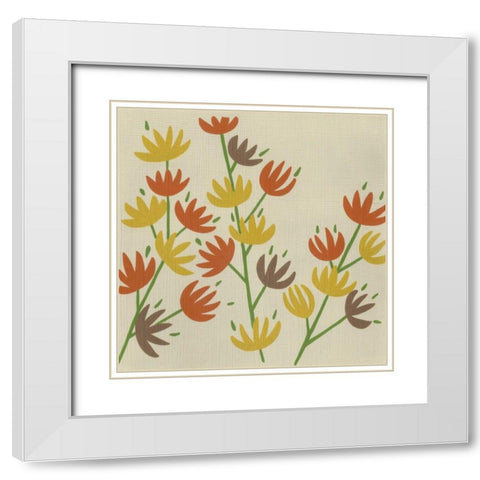 Retro Blossoms III White Modern Wood Framed Art Print with Double Matting by Zarris, Chariklia