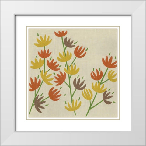 Retro Blossoms III White Modern Wood Framed Art Print with Double Matting by Zarris, Chariklia