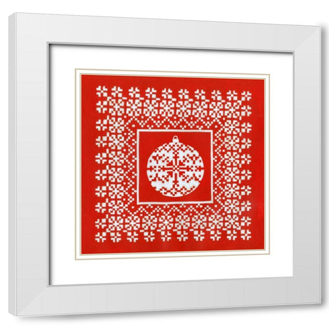 Fair Isle Snowflake IV White Modern Wood Framed Art Print with Double Matting by Zarris, Chariklia