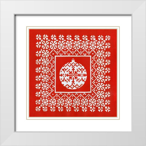 Fair Isle Snowflake IV White Modern Wood Framed Art Print with Double Matting by Zarris, Chariklia