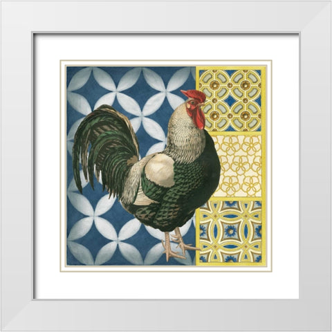 Classic Rooster I White Modern Wood Framed Art Print with Double Matting by Vision Studio