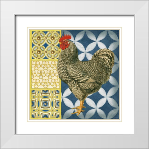 Classic Rooster II White Modern Wood Framed Art Print with Double Matting by Vision Studio