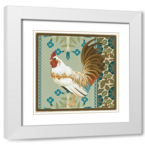 Cottage Rooster III White Modern Wood Framed Art Print with Double Matting by Vess, June Erica