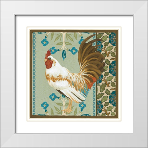 Cottage Rooster III White Modern Wood Framed Art Print with Double Matting by Vess, June Erica