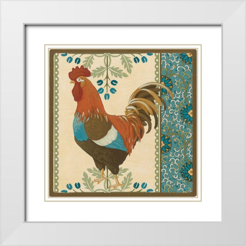 Cottage Rooster V White Modern Wood Framed Art Print with Double Matting by Vess, June Erica