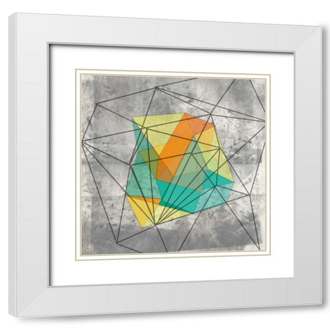 Geomolecule I White Modern Wood Framed Art Print with Double Matting by Goldberger, Jennifer