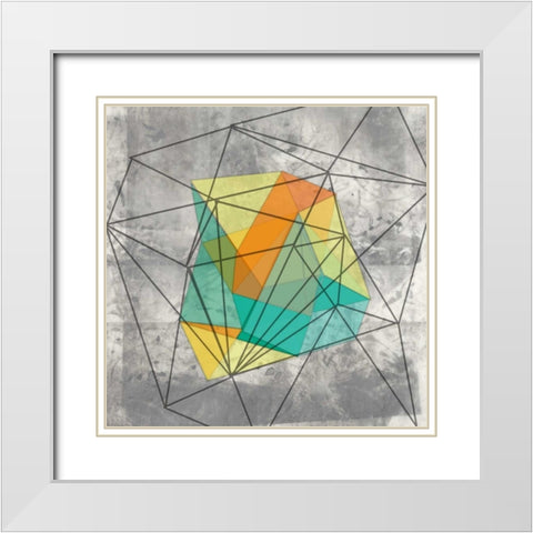 Geomolecule I White Modern Wood Framed Art Print with Double Matting by Goldberger, Jennifer