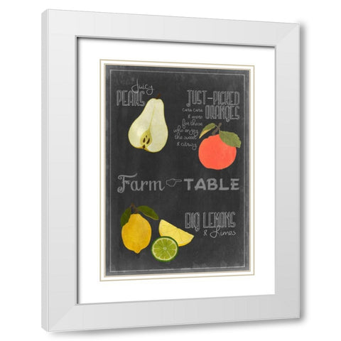 Blackboard Fruit IV White Modern Wood Framed Art Print with Double Matting by Vision Studio