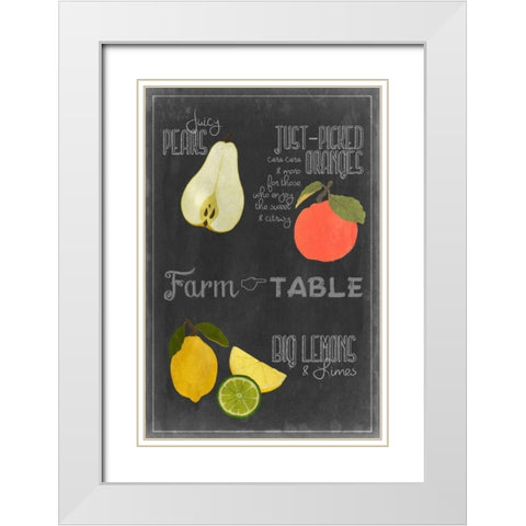 Blackboard Fruit IV White Modern Wood Framed Art Print with Double Matting by Vision Studio