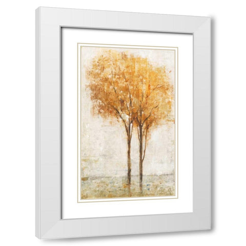 Falling Leaves II White Modern Wood Framed Art Print with Double Matting by OToole, Tim