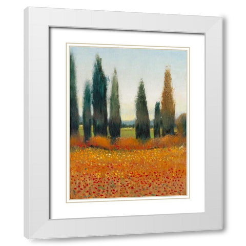 Cypress Trees I White Modern Wood Framed Art Print with Double Matting by OToole, Tim
