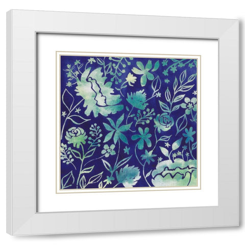 Indigo Batik I White Modern Wood Framed Art Print with Double Matting by Popp, Grace