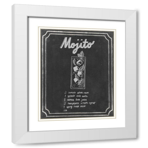 Chalkboard Cocktails V White Modern Wood Framed Art Print with Double Matting by Popp, Grace