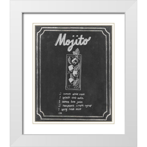 Chalkboard Cocktails V White Modern Wood Framed Art Print with Double Matting by Popp, Grace