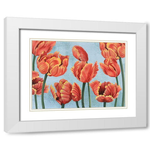 Ruby Tulips I White Modern Wood Framed Art Print with Double Matting by Popp, Grace