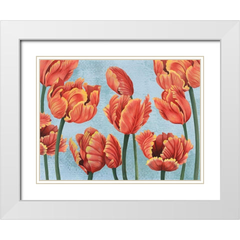 Ruby Tulips I White Modern Wood Framed Art Print with Double Matting by Popp, Grace