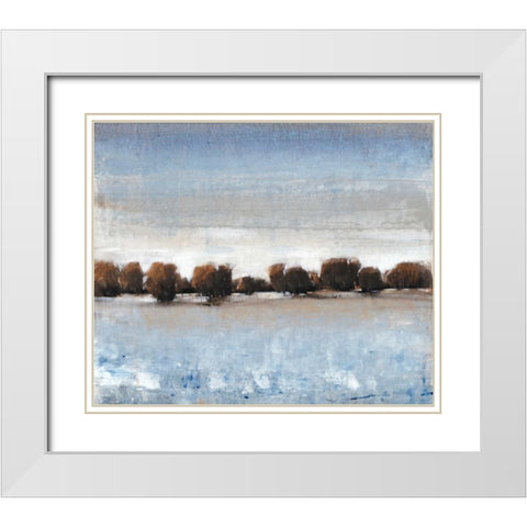 Distant Treeline II White Modern Wood Framed Art Print with Double Matting by OToole, Tim