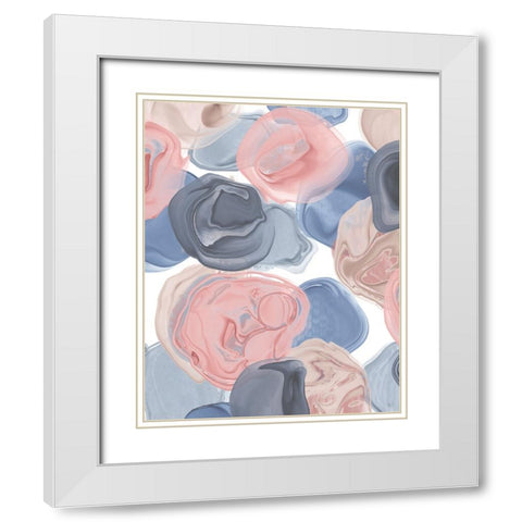 Beach Pebbles 1 White Modern Wood Framed Art Print with Double Matting by Fab Funky