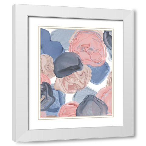 Beach Pebbles 2 White Modern Wood Framed Art Print with Double Matting by Fab Funky