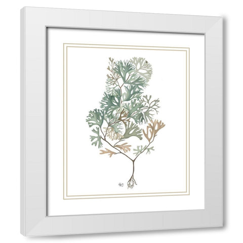 Seaweed 4 Blue Large White Modern Wood Framed Art Print with Double Matting by Fab Funky