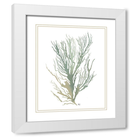 Seaweed 3 Green White Modern Wood Framed Art Print with Double Matting by Fab Funky
