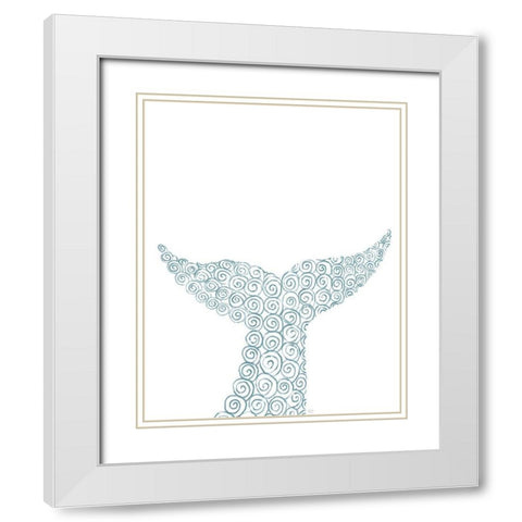 Swirly Whale Tail White Modern Wood Framed Art Print with Double Matting by Fab Funky