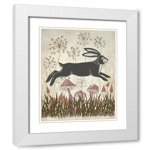 Country Lane Hare 4 - Earth White Modern Wood Framed Art Print with Double Matting by Fab Funky