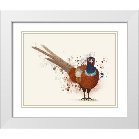 Pheasant Splash 7 White Modern Wood Framed Art Print with Double Matting by Fab Funky
