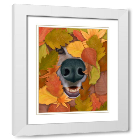 Sniffing Out Autumn White Modern Wood Framed Art Print with Double Matting by Fab Funky