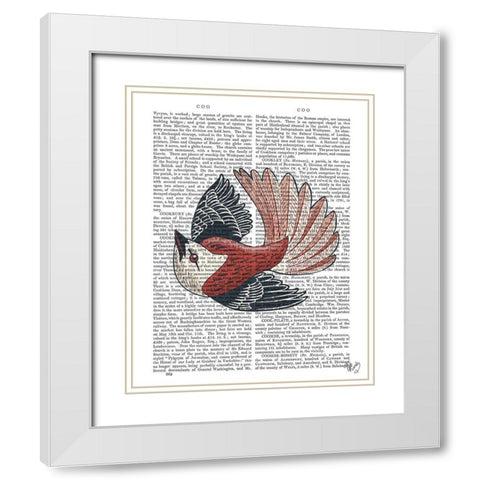 Sideshow Bird 2 Book Print White Modern Wood Framed Art Print with Double Matting by Fab Funky