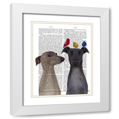 Greyhounds and Birds Book Print White Modern Wood Framed Art Print with Double Matting by Fab Funky