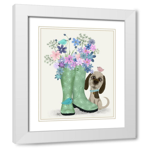 Bebe-Welly Bouquet White Modern Wood Framed Art Print with Double Matting by Fab Funky