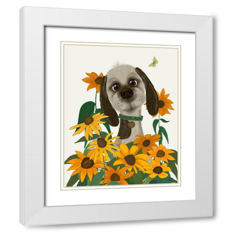 Bebe-Rudbeckia Garden White Modern Wood Framed Art Print with Double Matting by Fab Funky