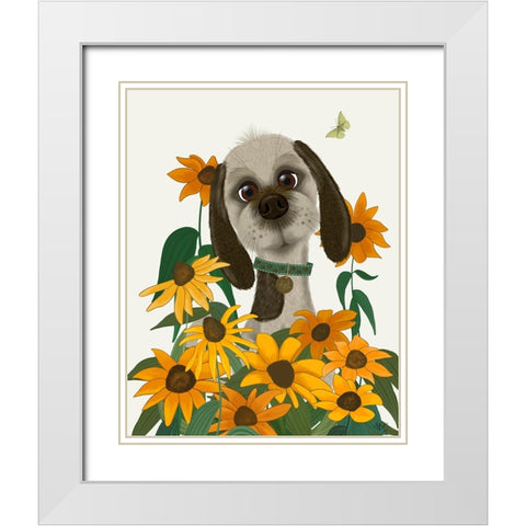 Bebe-Rudbeckia Garden White Modern Wood Framed Art Print with Double Matting by Fab Funky