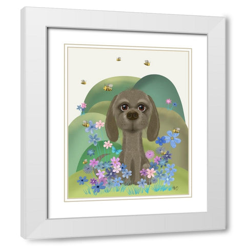 Bebe-Bee Garden White Modern Wood Framed Art Print with Double Matting by Fab Funky