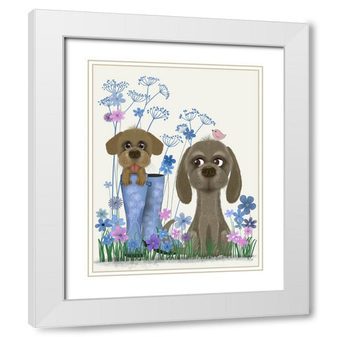 Bebe-Puppy In Welly White Modern Wood Framed Art Print with Double Matting by Fab Funky