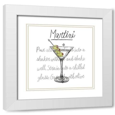 Classic Cocktails Collection E White Modern Wood Framed Art Print with Double Matting by McCavitt, Naomi