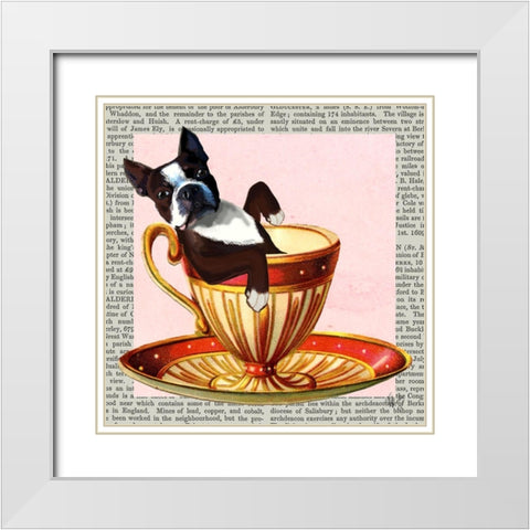 A Spot of Tea Collection C White Modern Wood Framed Art Print with Double Matting by Fab Funky