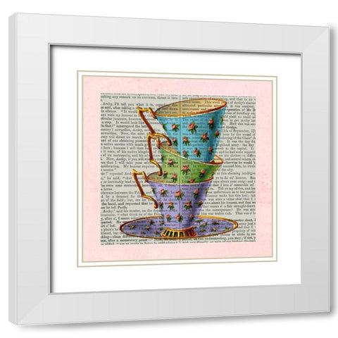 A Spot of Tea Collection D White Modern Wood Framed Art Print with Double Matting by Fab Funky