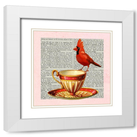 A Spot of Tea Collection F White Modern Wood Framed Art Print with Double Matting by Fab Funky