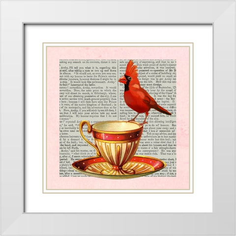 A Spot of Tea Collection F White Modern Wood Framed Art Print with Double Matting by Fab Funky
