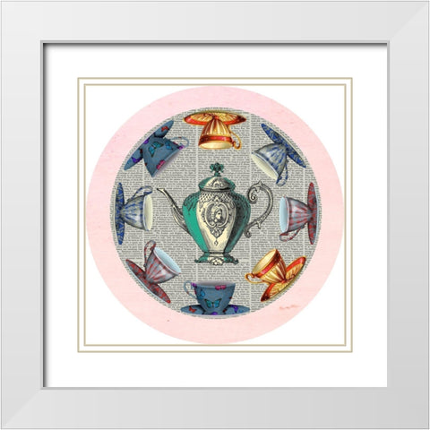 A Spot of Tea Collection G White Modern Wood Framed Art Print with Double Matting by Fab Funky