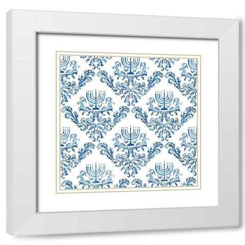 Indigo Hanukkah Collection F White Modern Wood Framed Art Print with Double Matting by Borges, Victoria