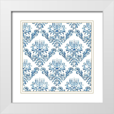 Indigo Hanukkah Collection F White Modern Wood Framed Art Print with Double Matting by Borges, Victoria