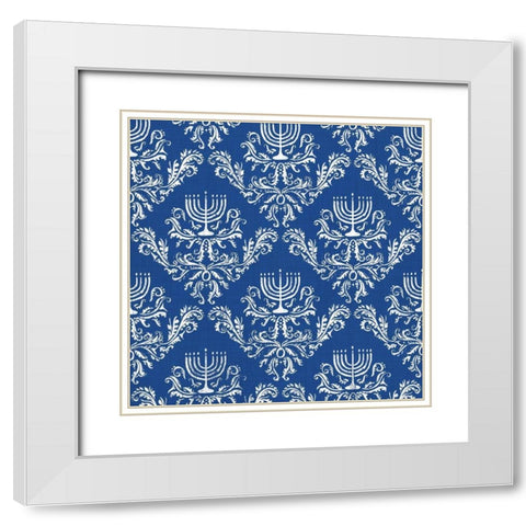 Indigo Hanukkah Collection G White Modern Wood Framed Art Print with Double Matting by Borges, Victoria