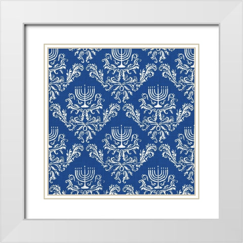 Indigo Hanukkah Collection G White Modern Wood Framed Art Print with Double Matting by Borges, Victoria