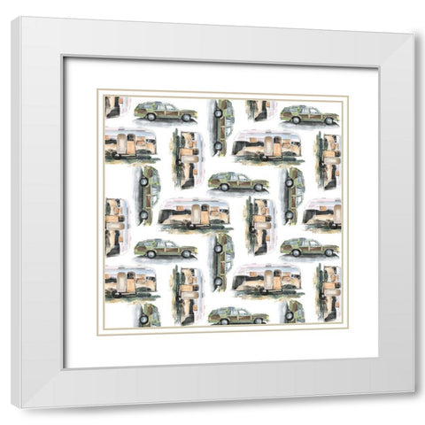 Summer Vacation Collection F White Modern Wood Framed Art Print with Double Matting by Parker, Jennifer Paxton