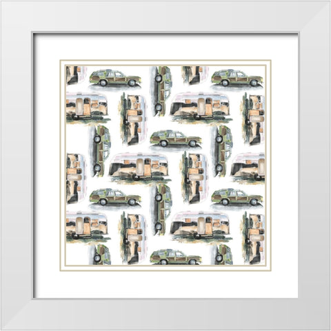 Summer Vacation Collection F White Modern Wood Framed Art Print with Double Matting by Parker, Jennifer Paxton