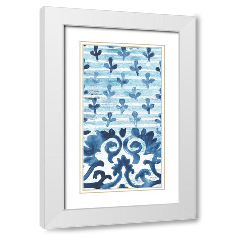 Indigo Sampler Collection B White Modern Wood Framed Art Print with Double Matting by Vess, June Erica